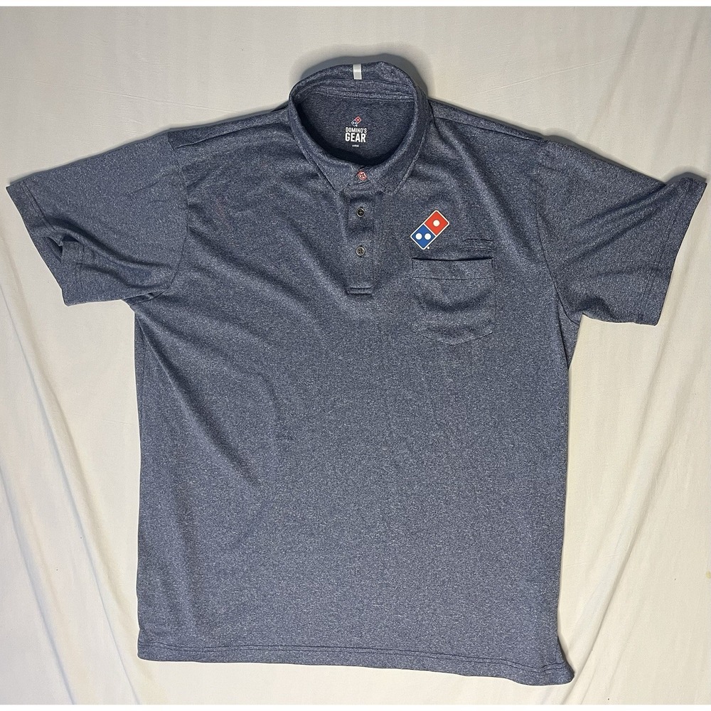 Dominos Gear Uniform Employee Polo Shirt Men's Size Large Gray Short Sleeve